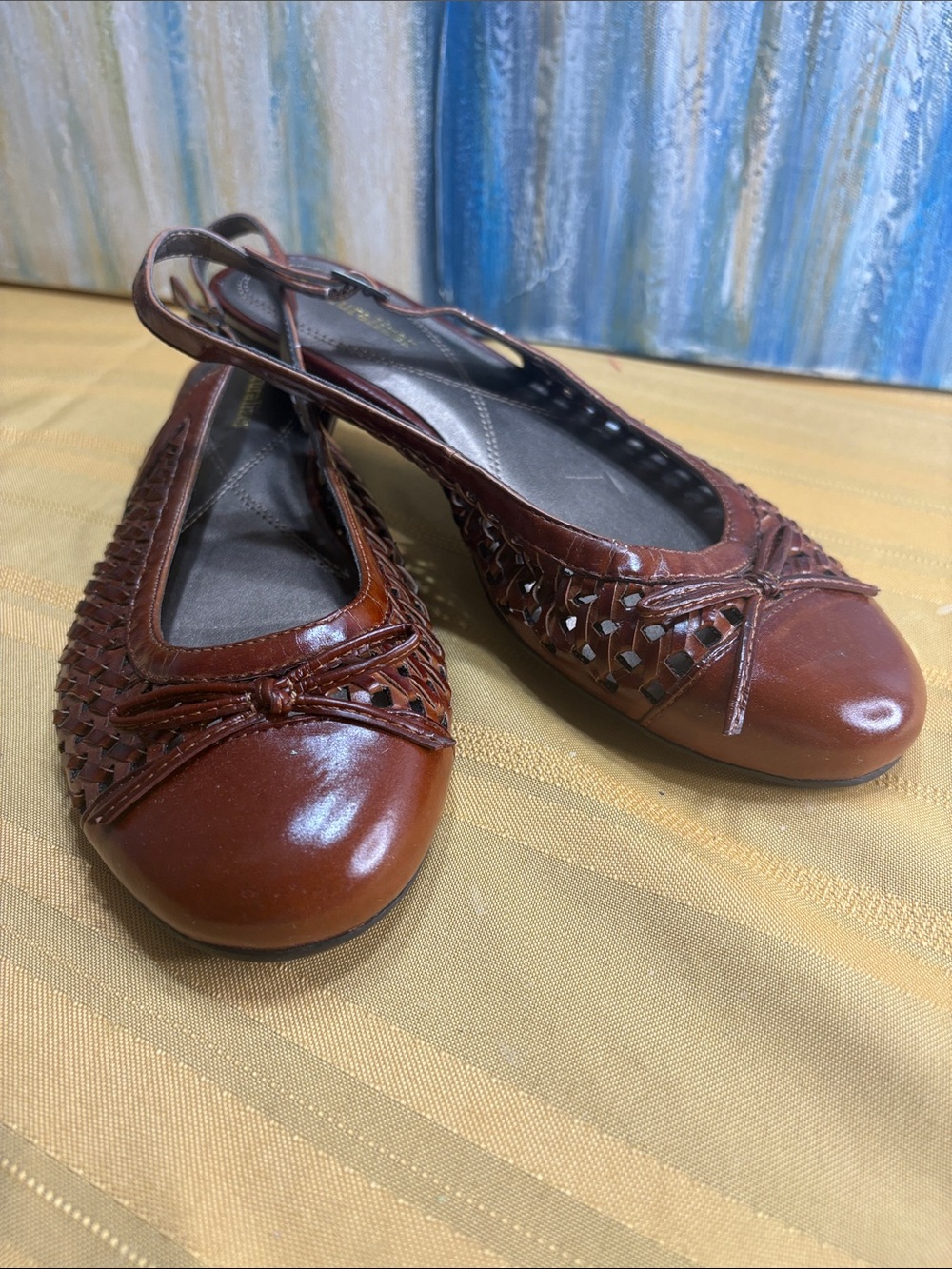 Naturalizer Brown Woven Slingback Flats